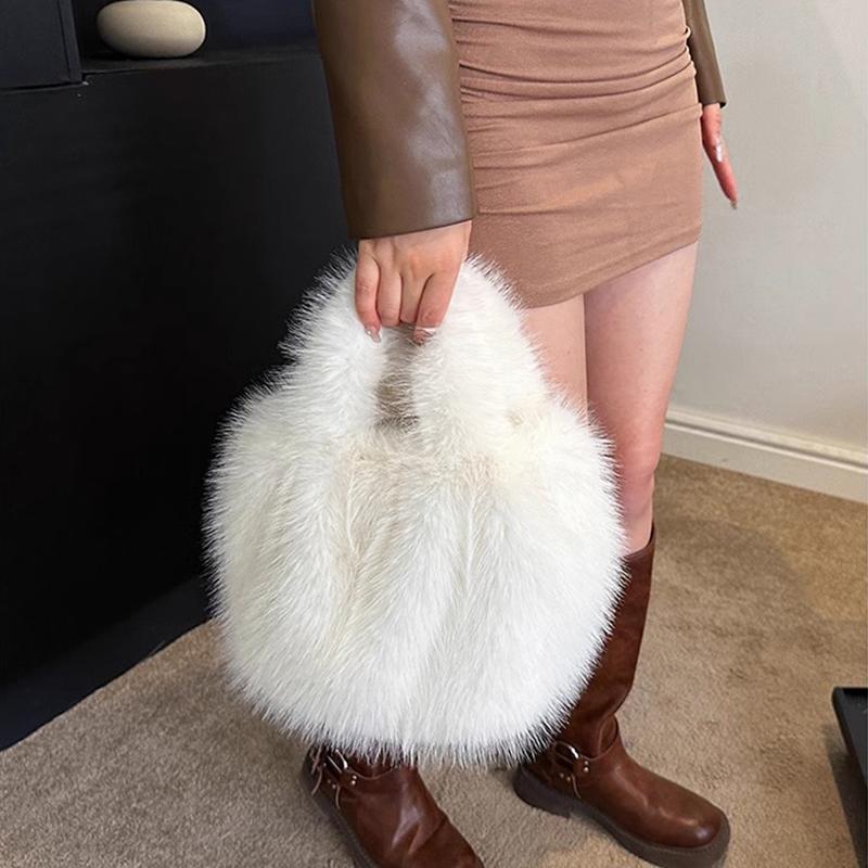 Fashion Cute Soft Plush Bag For Women Girls Luxury Fluffy Tote Bag Versatile Exquisite Autumn Winter Fur Shoulder Handbag Gifts