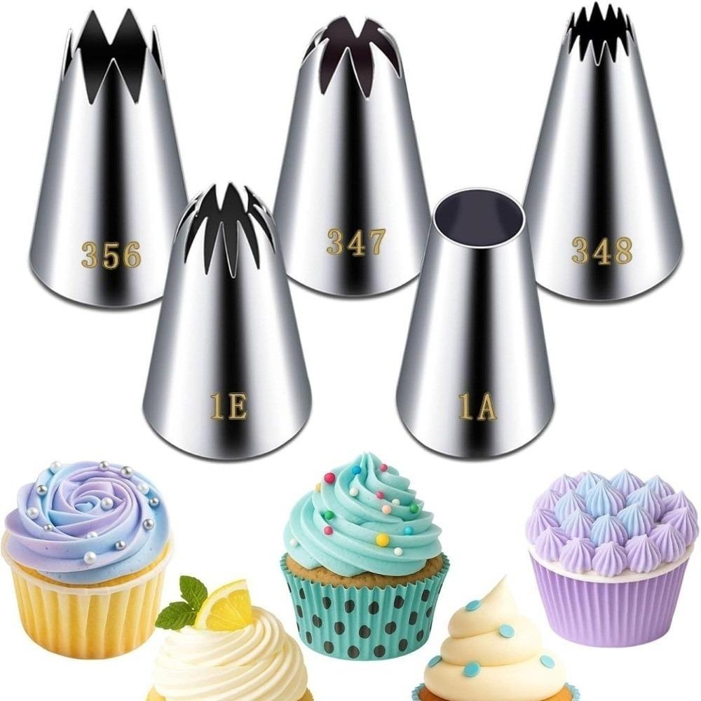 5PCS Seamless Icing Tips 5 Shape Piping Nozzles Premium Frosting Tips Birthday Cake Party