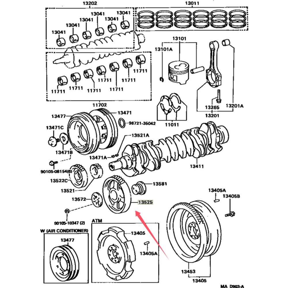 13525-17010 Engine Timing Gear Kit For Toyota Coaster Land Cruiser HDJ100 HDJ80 HZB50 13581-17012 13572-17010