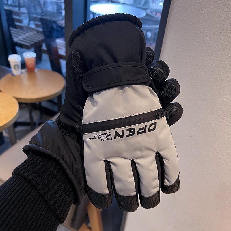 Men's Ski Gloves for Winter Playing In The Snow, Touch Screen, Water Repellent, Cold and Windproof Riding Gloves, Plus Velvet and Thickening