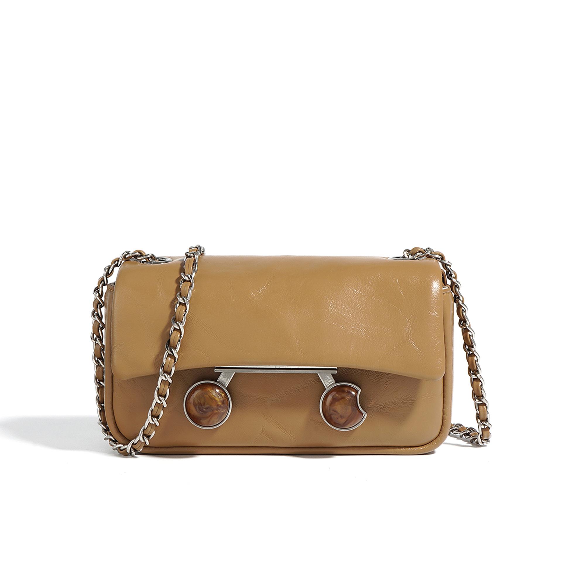 

Новая сумка, сумка для поездок на работу, высококачественная сумка через плечо из коровьей кожи, городской минималистичный + повседневный + универсальный Size: Length 17 x Height 9 x Width 5 коричневый