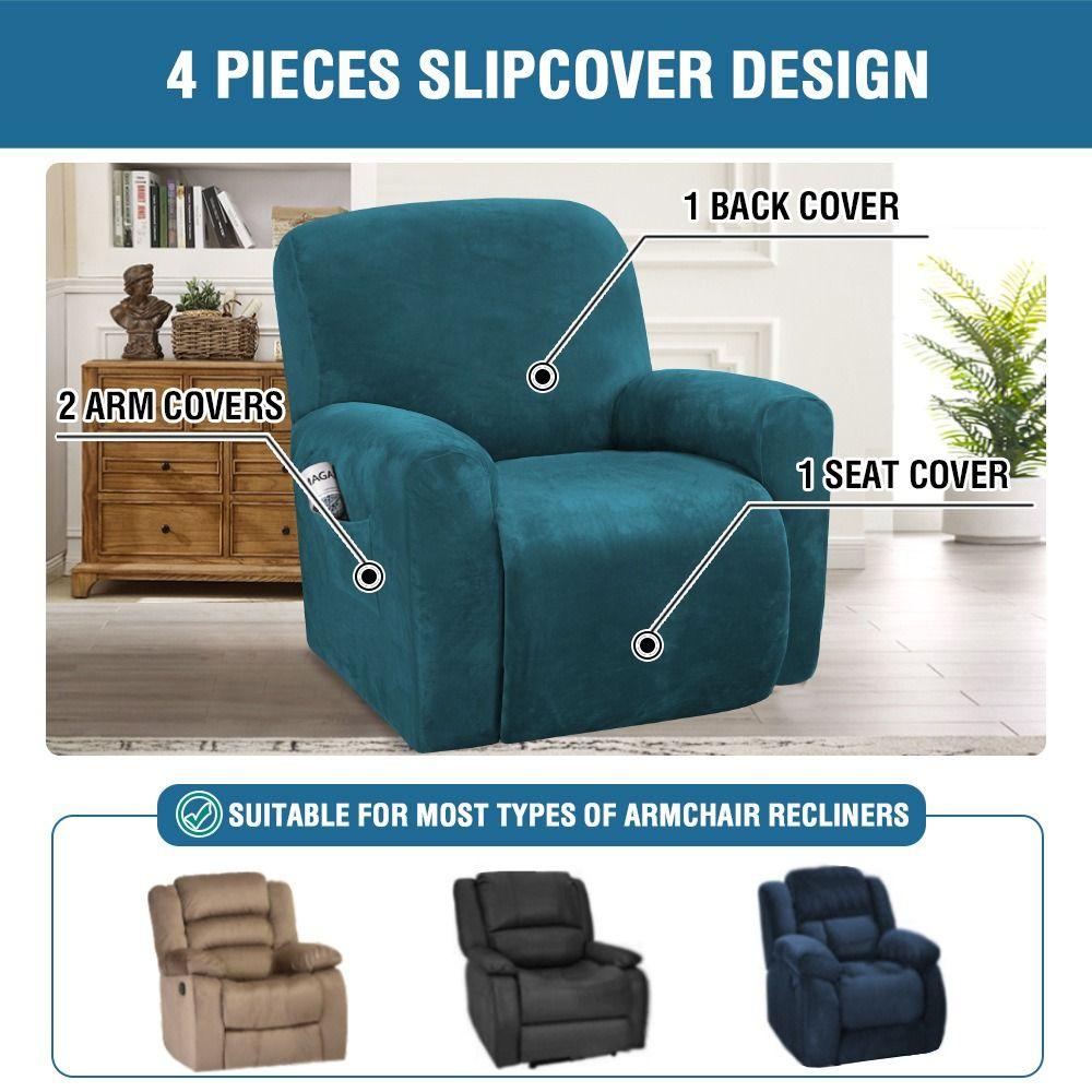 Stay in Place Recliner Chair Covers Stretchy Sofa Protector Couch Slipcovers Home Theater Seating