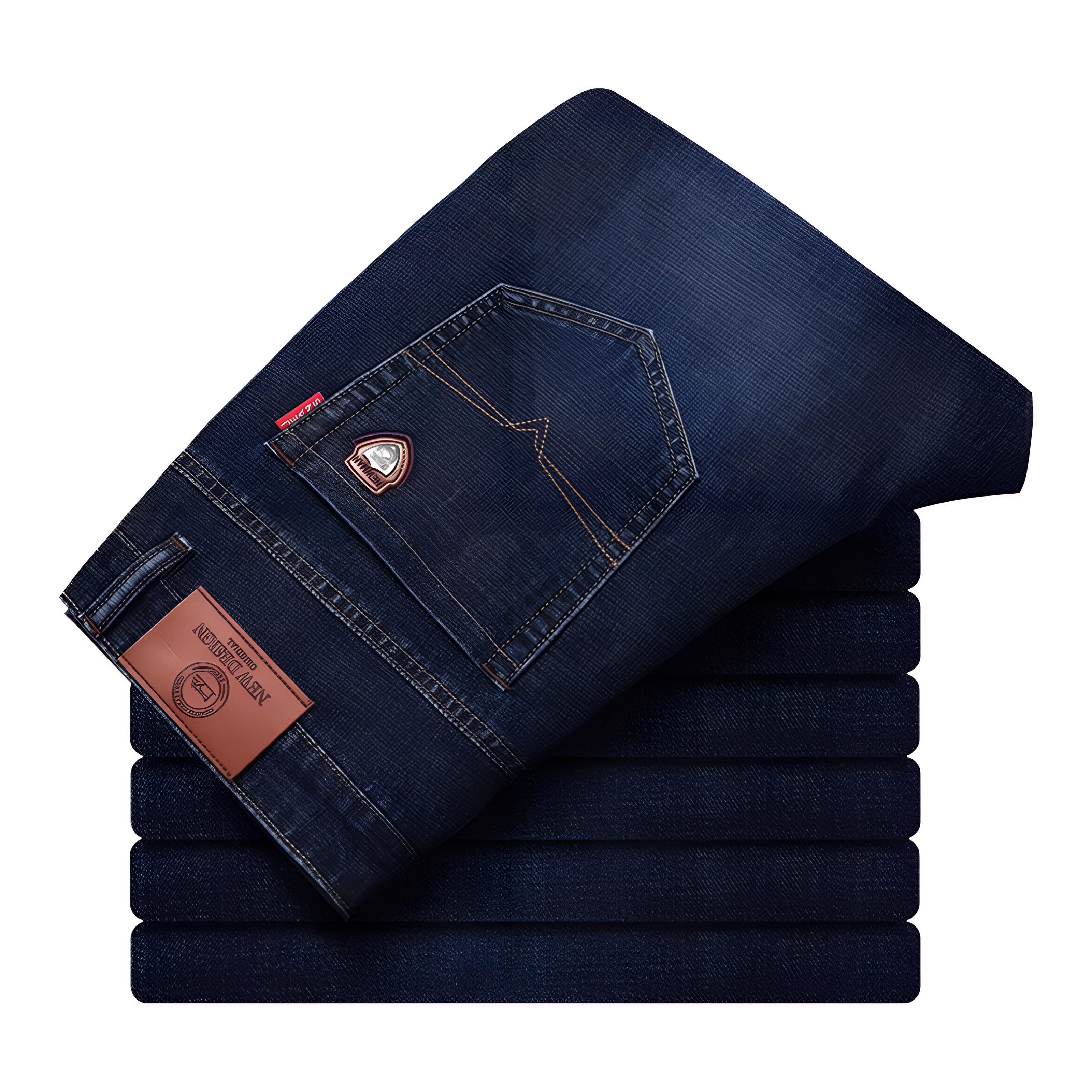 

Season Wearable High Stretch Loose Jeans Men S High Waisted Straight Leg Pants Long Pants Generous And Simple Men S Pants 34 темно-синий