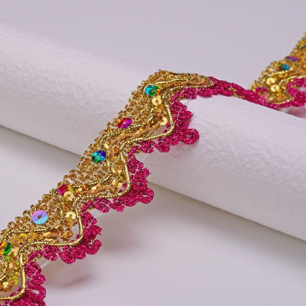 35mm Width Sequin Lace Trim Golden Silver Sewing Braided Lace Lace Trim Ribbon  For Dress Making