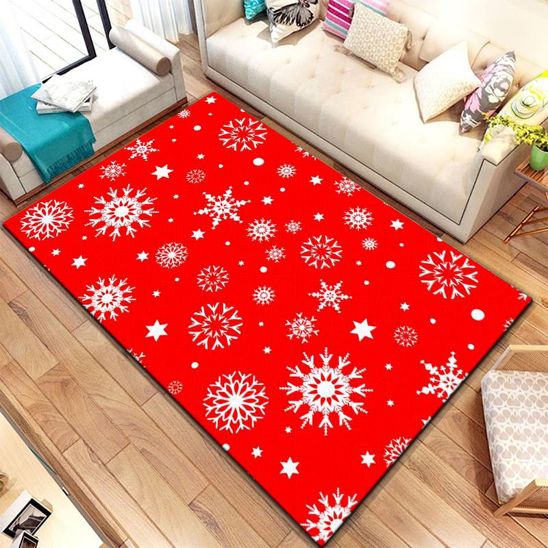 Art Snow Christmas HD-bedruckter großer Teppich, Teppich für Wohnzimmer, Schlafzimmer, Sofa, Dekoration, rutschfeste Fußmatten