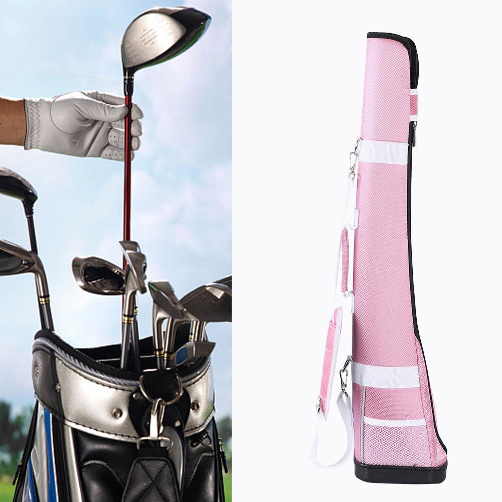 Portable Golf Club Nylon Storage Bag for Holding 3 Clubs (Pink)
