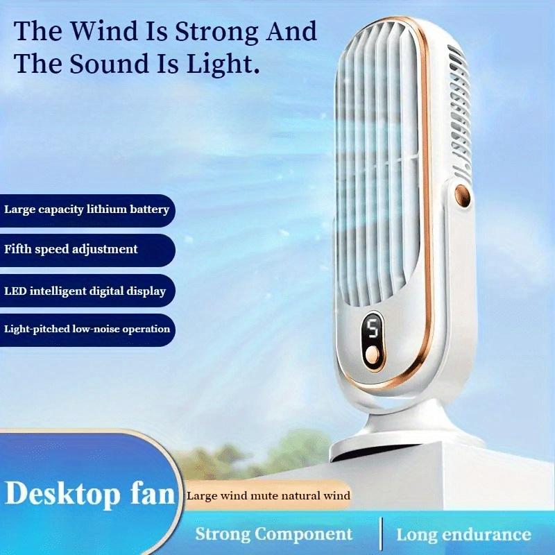 

Portable Stylish Cooling Fan, Dual Motor 5-Speed USB Fan, for Office, Travel, Camping, Outdoor, RV, Gift for Holidays синій