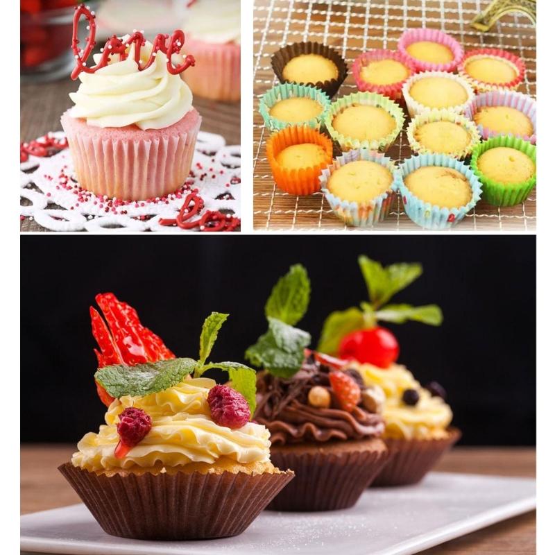 Pack of 50 Safe Food Grade Paper Cake Holders Greases Proof Cupcake Liners Holiday Party Mini Paper Baking Cups