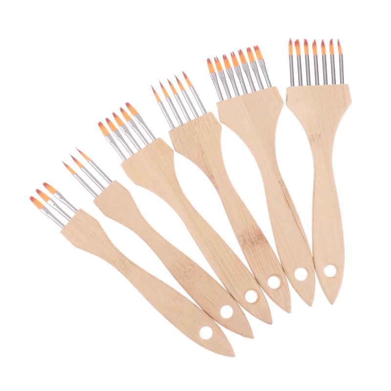 1/3/6Pcs Wooden Handle Multi-toothed Brush Comb Watercolor Acrylic Brushes Set Artists Drawing Supplies