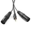 1.5m 3.5mm Aux Stereo Audio Male to 2 Dual XLR Male Cable Cord for Phone Laptop