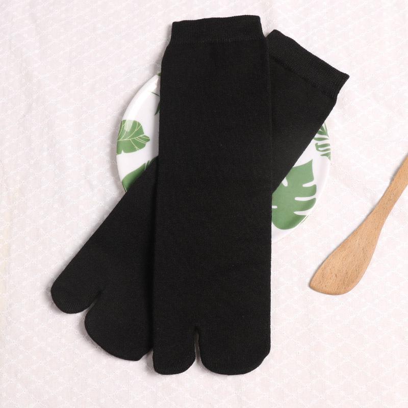 Socken mit zwei Zehen im japanischen Stil, einfarbig, Baumwolle, Herren, Damen, atmungsaktiv, getrennt, Zehensandalen, Socken mit zwei Zehen, warm, mittelhohe Socken