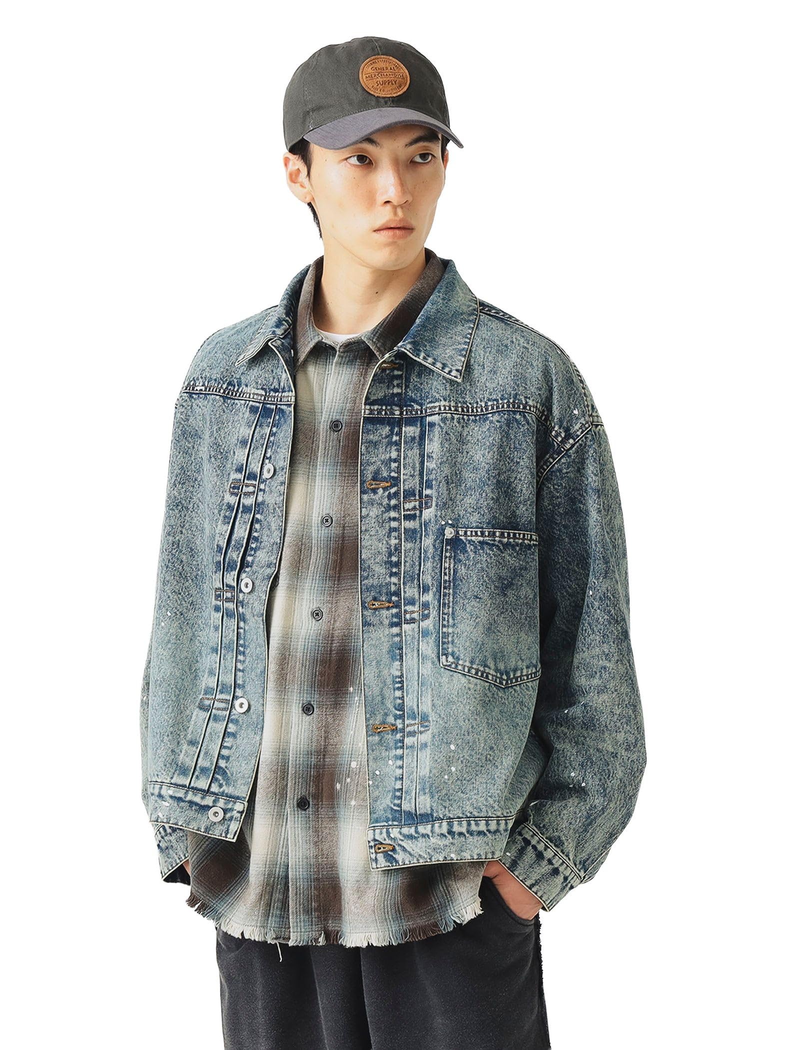 

Beams Heart Men s GMS Painted Denim Jacket, Indigo, Size L