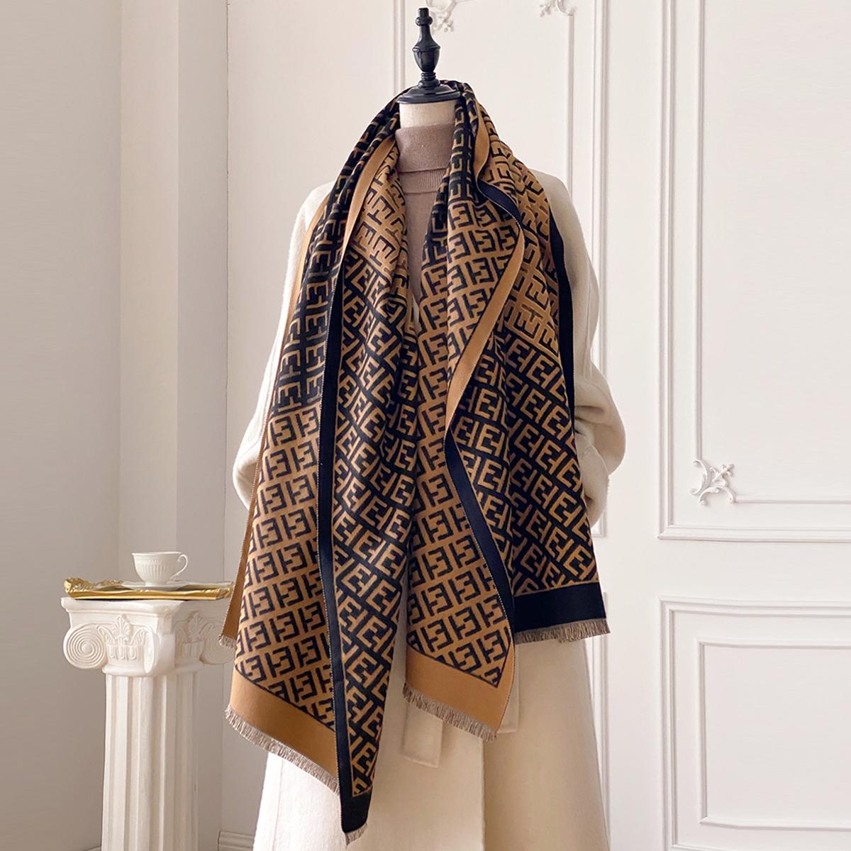 

Luxury Women S Double-Sided Print Cashmere-Like Scarf - Soft Cozy Pashmina Shawl, Winter Outdoor Cold-Resistant