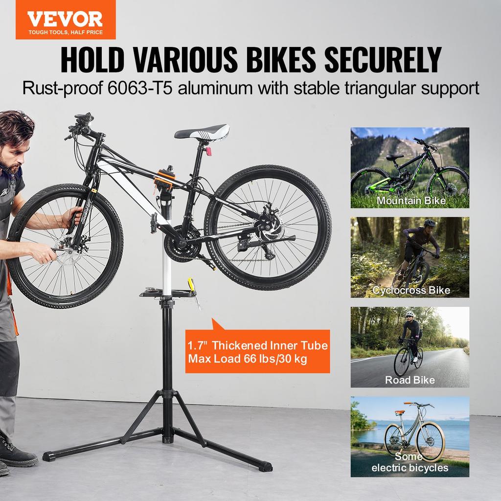 VEVOR Bike Repair Stand, 30 kg Heavy-duty Aluminum Bicycle Repair Stand