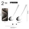 Guangyi 316L Stainless Steel Soup Ladle, Spatula, Mixing Spoon, Thickened Round Bottom Rice Spoon, Set of 2, GY8877