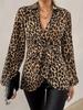 Women's Long-Sleeved Top New Spring Style Leopard Print Shirt V-Neck Elegant Long-Sleeved Blouse
