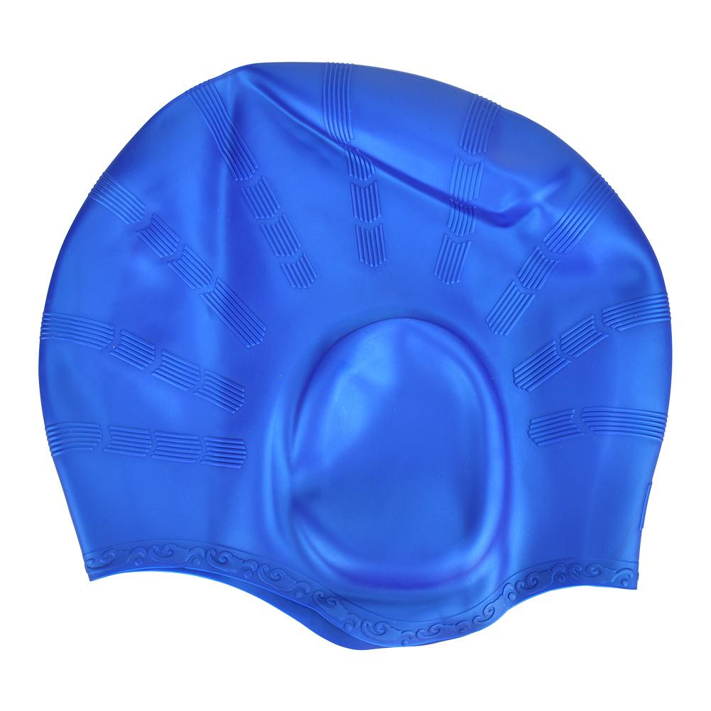 1Pc Sports Swim Silicone Hat Stretchy Comfortable Long Hair Ear Protector Hat for Swimming Pool