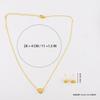 Exquisite Gold Color Jewelry Set for Party Heart Stud Earrings and Pendant Chain America Bridal Jewelry Set for Engagement Party