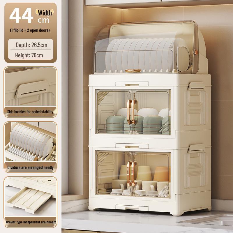 Kitchen Storage Rack for Bowls, Plates, and Chopsticks with Draining Tray