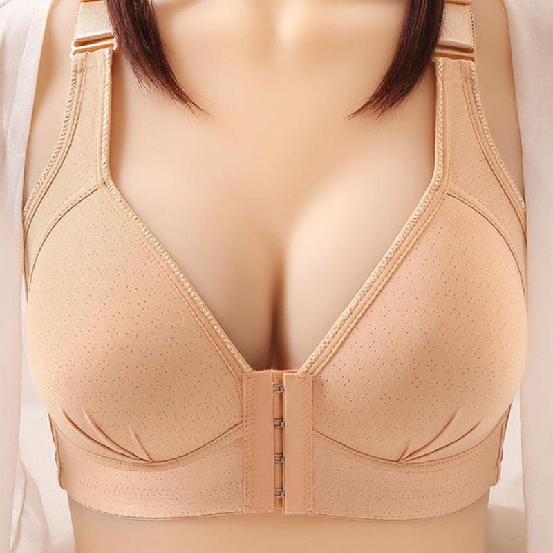 Front Closure Bra Women Gather Plus Size Thin Underwear Without Steel Ring Push Up Bralette Sexy Invisible Sensual Lingerie