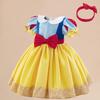 European & American Snow White Birthday Cosplay Dress - Baby's First Birthday Mesh Skirt for Children's Festival Performance