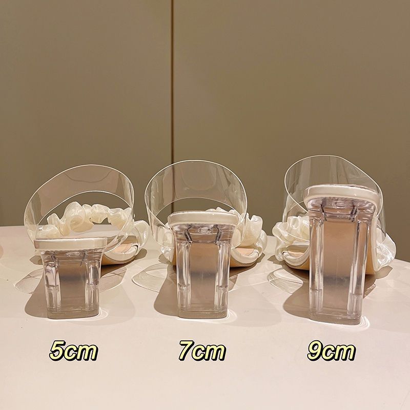 Transparent Crystal High Heels 2025 Autumn and Winter New Outer Wear Fairy Style French Niche Sandals Premium Cool Slippers