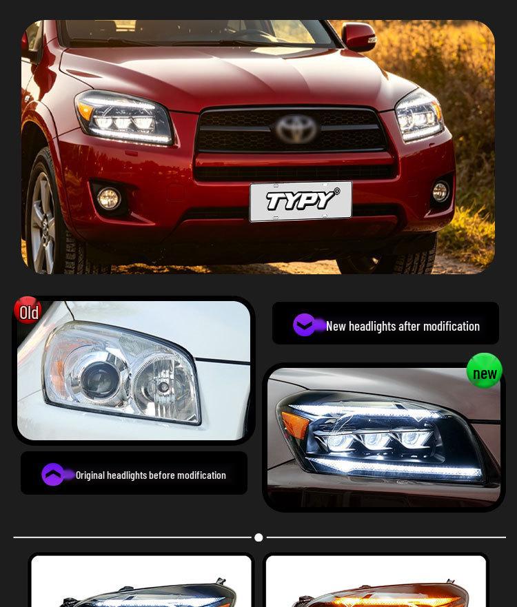 Compatible with 09-12 Toyota RAV4: LED Devil Eye Headlight Assembly, Daytime Running Lights, Sequential Turn Signals.