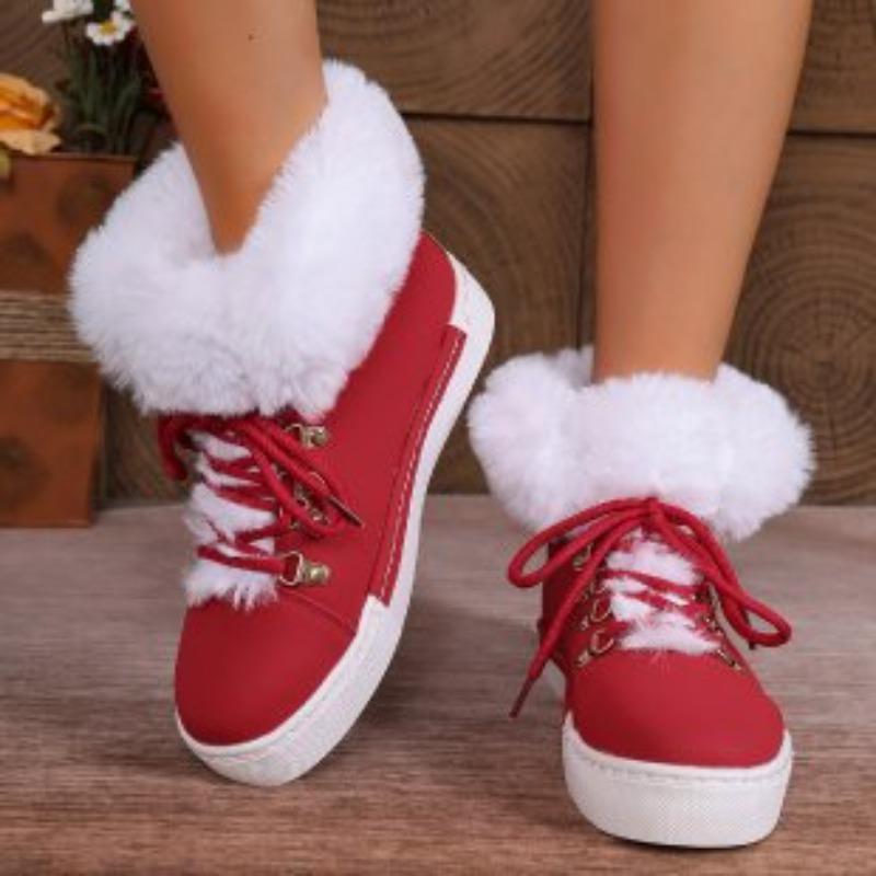 Short-sleeved Long-haired Snow Boots, Women's Shoes, Plus-size Shoes, Fleece and Thickened Boots