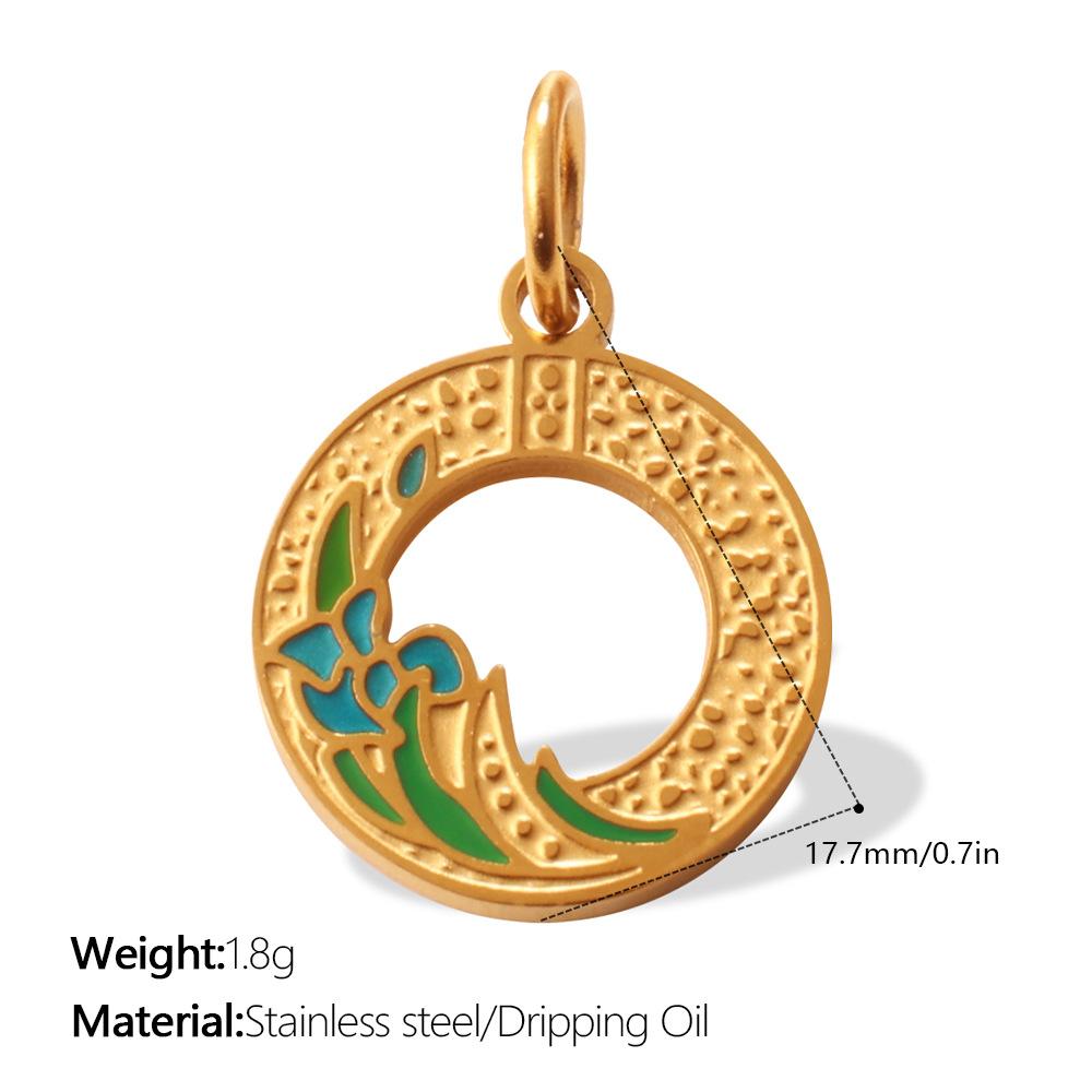 Fashion Versatile Accessories Retro National Trend Geometric Multi-Shape Contrasting Color Pendant