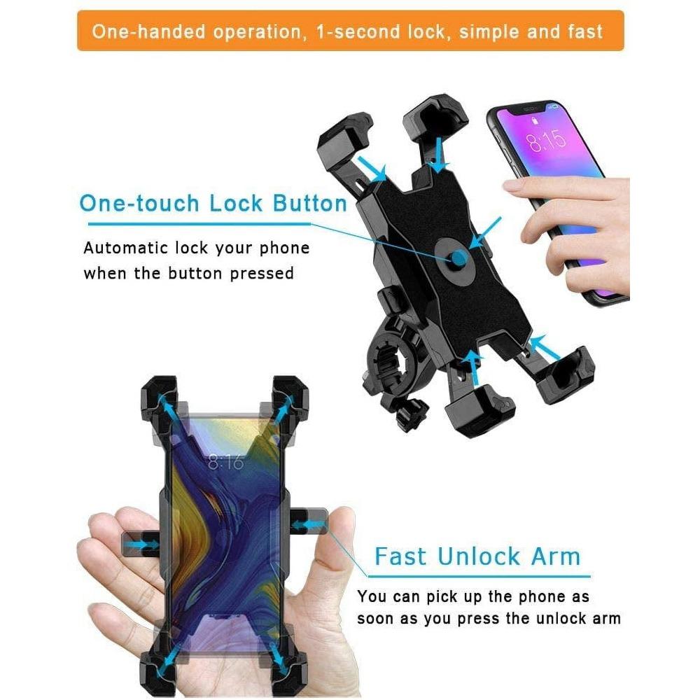 Bike Phone Mount, Easy Install and Quick Release Bicycle -Handlebar Clip for Bicycle Scooter-Motorcycle Handlebar Phone Mount, Bike Phone Holder