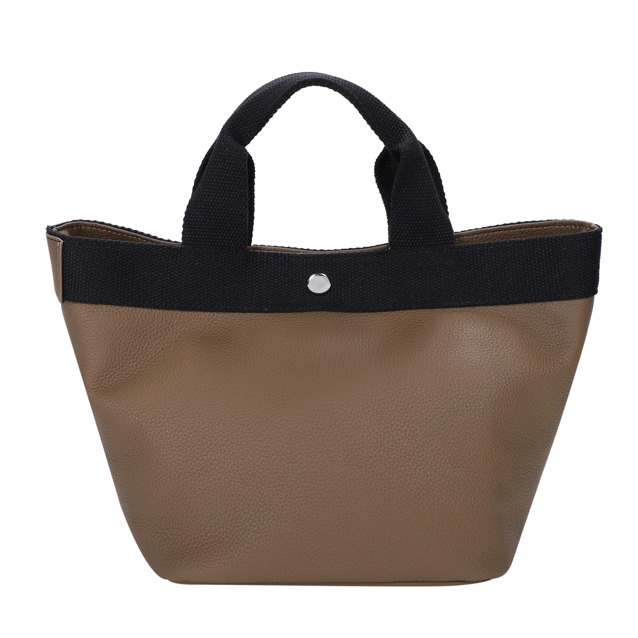 

[coco MARGARET] Genuine Leather Two-Tone Tote (Black x Taupe)
