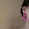 Pink Geometric Twist Chain Earrings Personalized Creative Exaggerated Stud Earrings Niche Temperament High-end Earrings Women