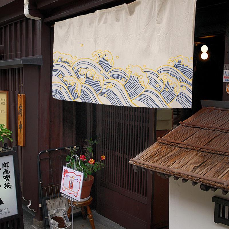 Japanese Koi Door Curtain Restaurant Bar Partition Curtain Art Painting Drape Entrance Hanging Half-Curtain  Sushi Izakaya Decor