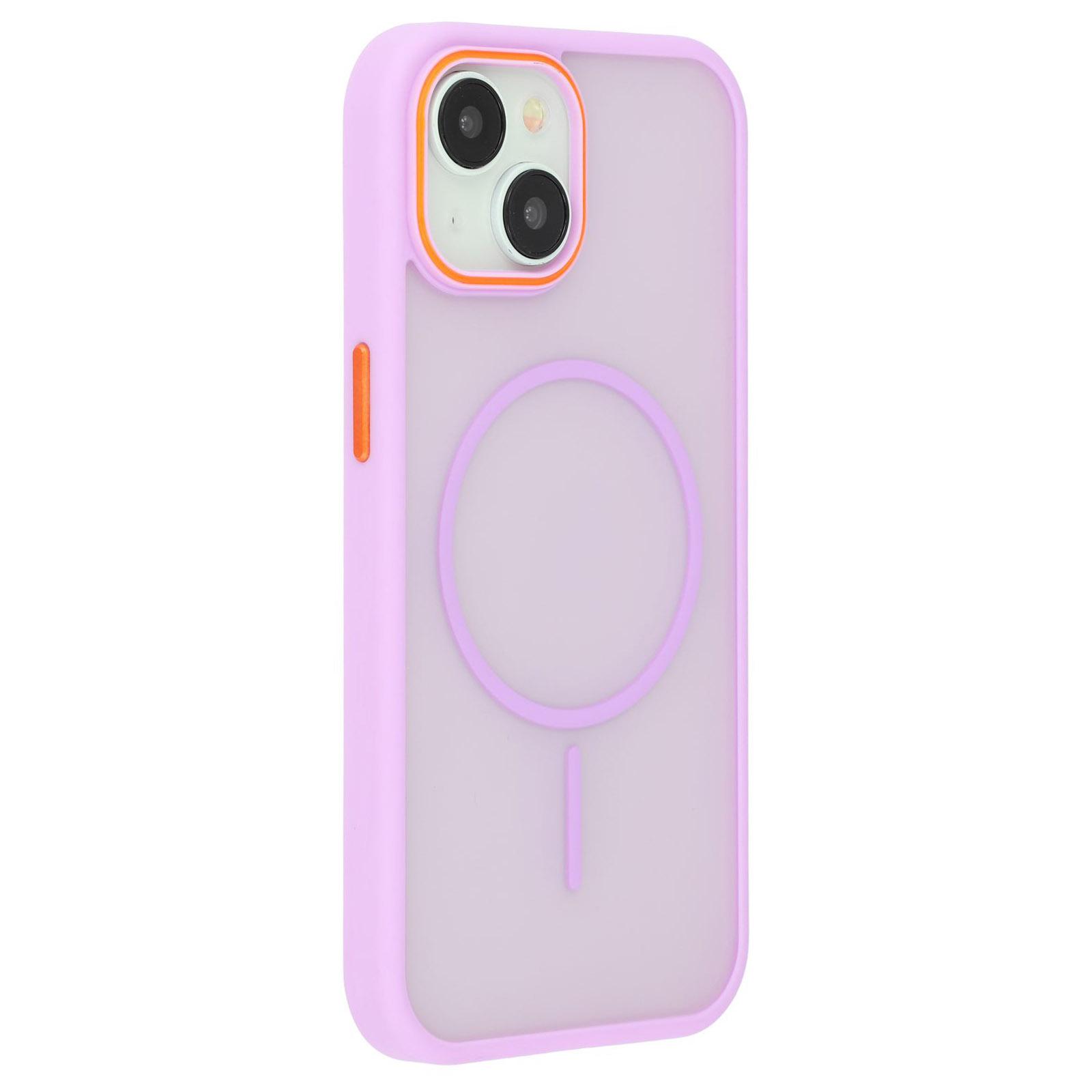 

For iPhone 14/13 Magnetic Case Skin Touch TPU+PC Phone Back Cover Purple
