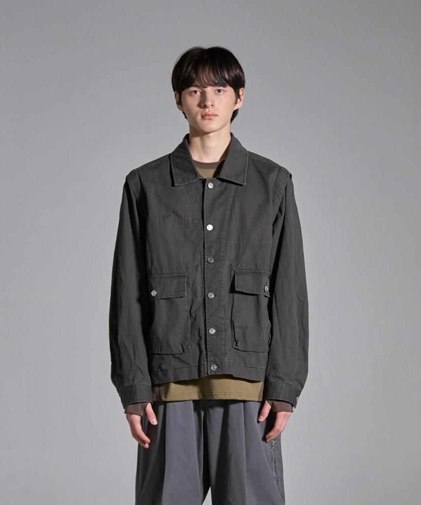 Knouun Detachable Vintage Jacket (Charcoal)