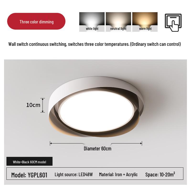 Modern Nordic LED Ceiling Light - Minimalist Round Design for Master Bedroom