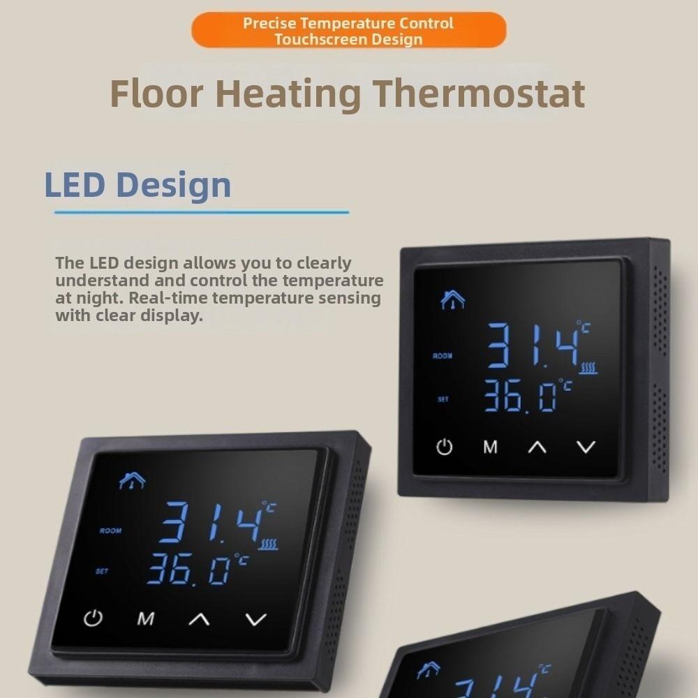 Touch Screen Floor Heating Controller Electric Heat Thermostat Room Temperature Control