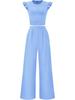Women's 2026 Summer Solid Color Two-Piece Set with Ruffle Wide-Leg Pants
