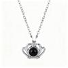 100 Languages 'I Love You' Crown Projection Necklace - Titanium Steel Clavicle Chain for Women
