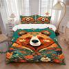3pcs Bedding Set Floral Bear Includes 1 Comforter + 2 Pillowcases, Without Pillow Inserts, Soft Comfortable, Lightweight Breathable, Printed