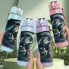 1PC Dark Moon Wolf Galaxy Art Print 750ml Color Plastic Sports Water Bottle Leakproof Flip Straw Lid Suitable for Sports Office Home Use