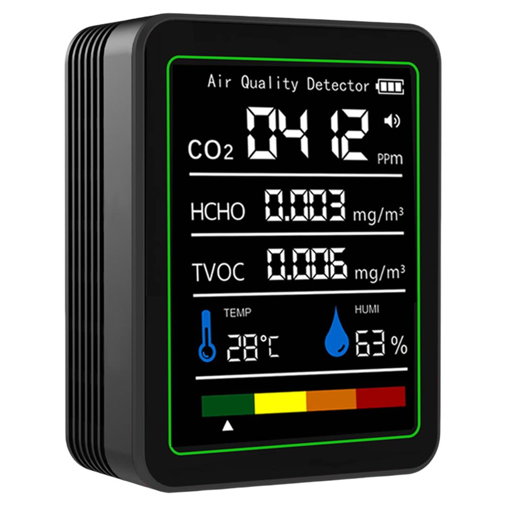 5 In 1 Formaldehyde Monitor Digital Display Carbon Dioxide Detector Temperature Humidity Monitor for Air Quality Detecting