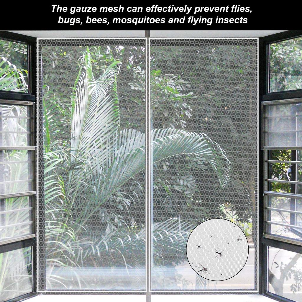 3-Pack White Fly Screens (130x150cm) - Self-Adhesive Mosquito Nets for Windows & Doors