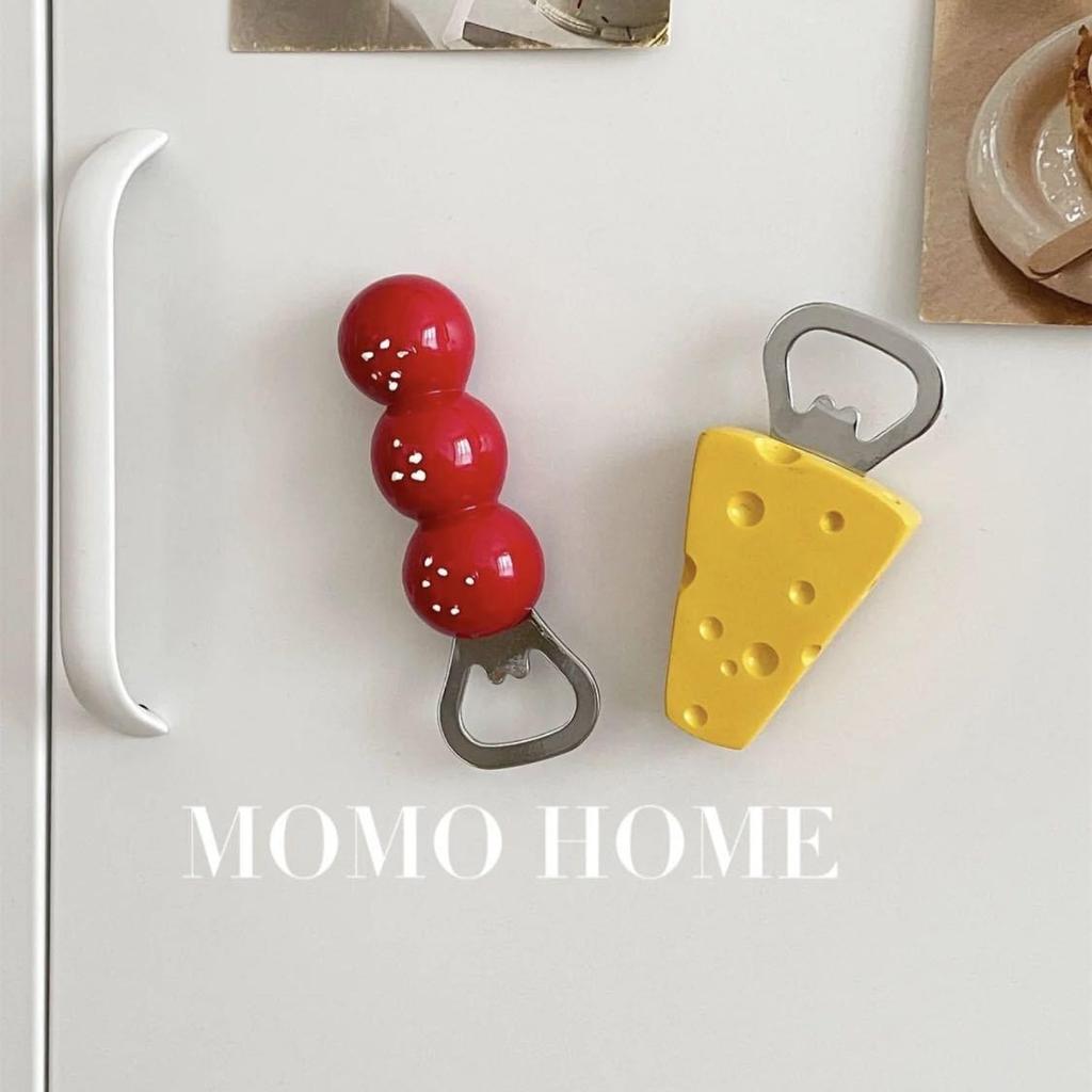 Creative Magnetic Tanghulu Cheese Beer Bottle Opener – Refrigerator Magnet Resin Decor.