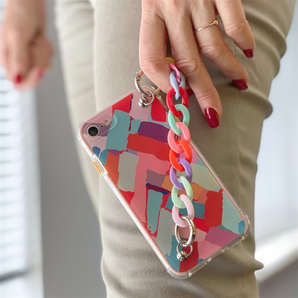 Multicolor Flexible Gel Case with Chain Lanyard for iPhone XS/X