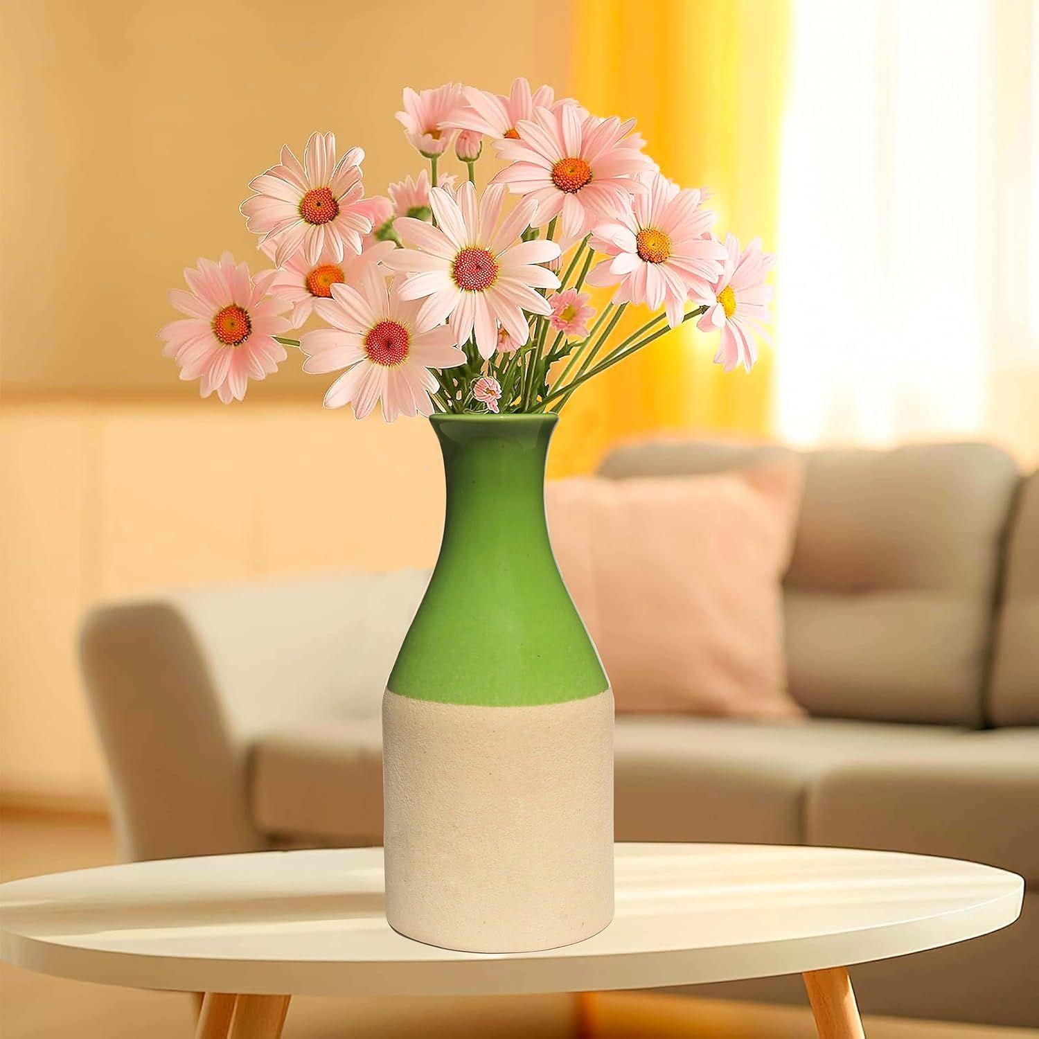 

Керамическая ваза для цветов ручной работы в форме бутылки, светло-зеленого цвета (8 дюймов) для Домашнего Декора, Гостиной, Подарка, Декоративная Маленькая Ваза (Цветок НЕ входит в комплект)