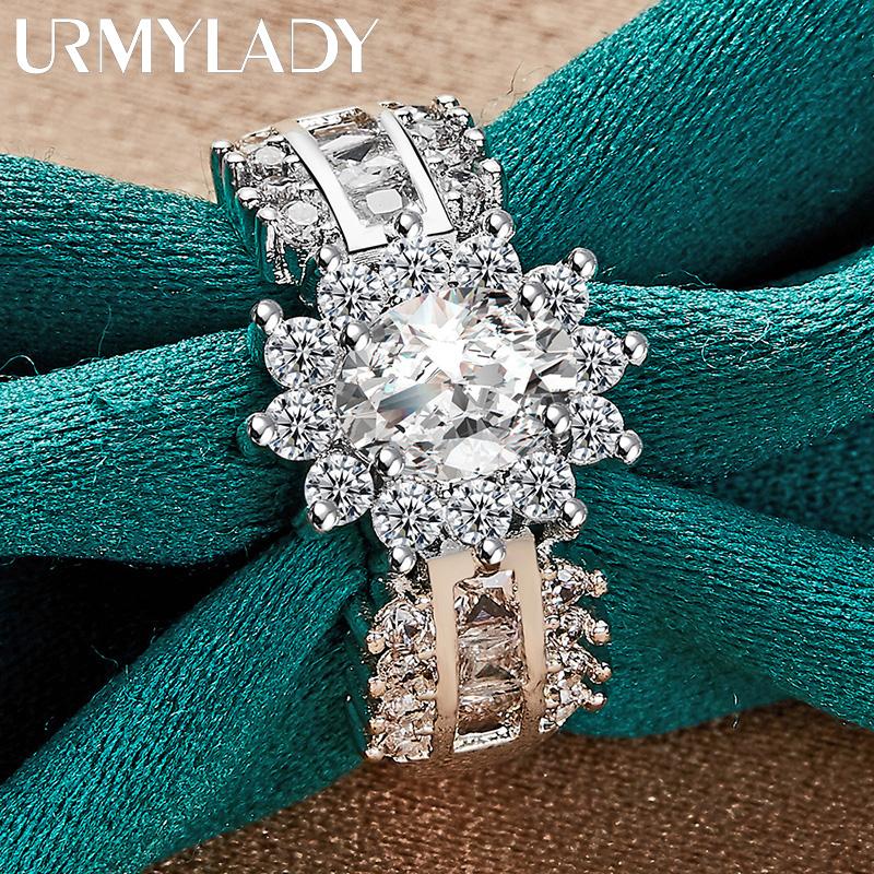 925 Sterling Silver Tři řady Nebe plné hvězd Zirkon 7 8 9 10 Prsten pro ženy Módní šperky