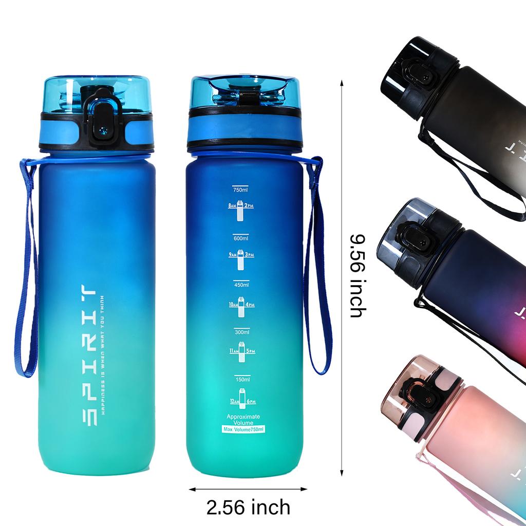 Large Capacity Frosted Gradient Plastic Water Bottle with High Aesthetic Value, Outdoor Sports and Fitness Water Bottle, Direct