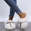 Sweet Bowknot Mix Color Faux Fur Slides Women 2025 Autumn Warm Short Plush Outdoor Slippers Soft Sole Cotton Mules Slippers