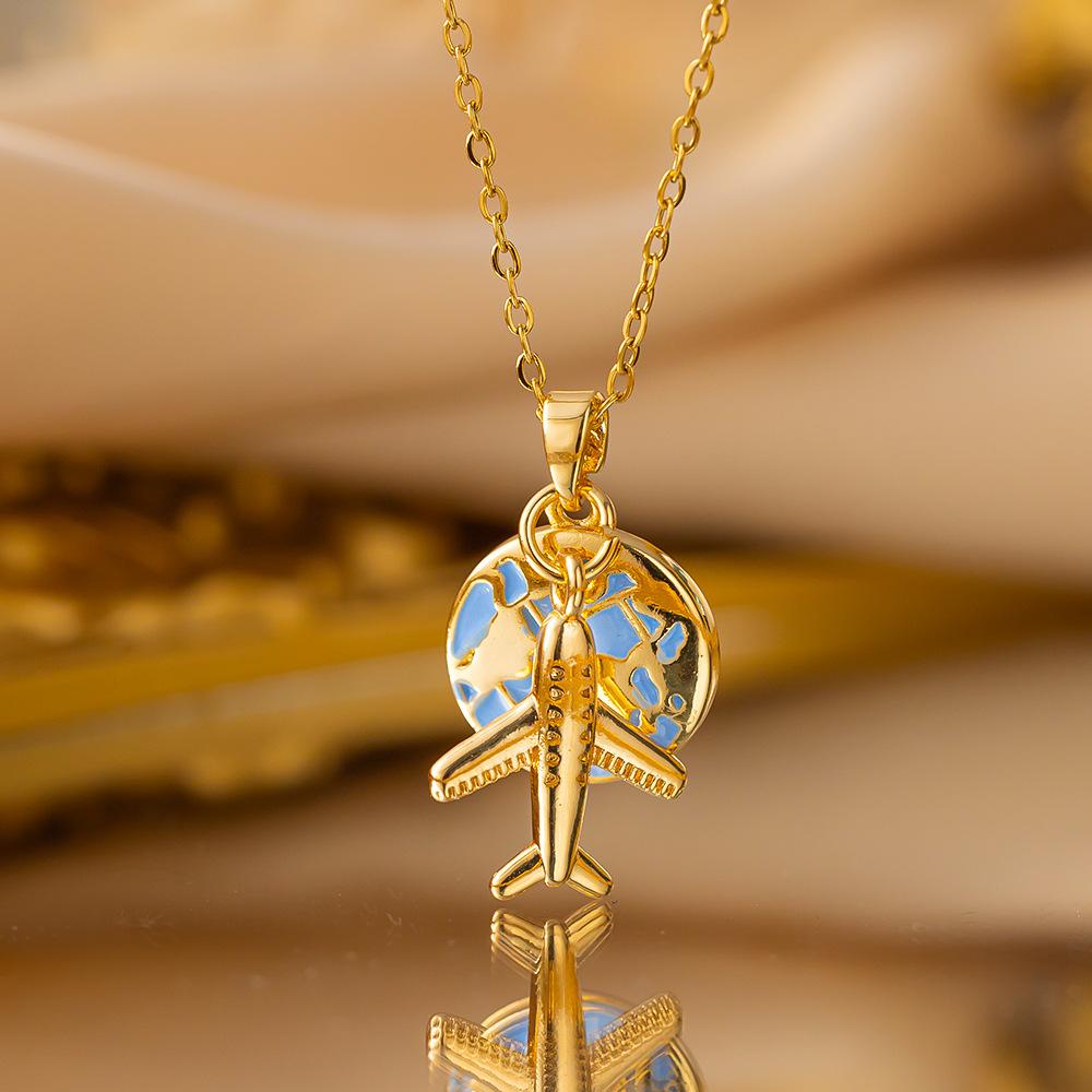 

Women Girls Creative Camera Luggage Airplane Charm Necklace Stainless Steel Chain Jewelry Accessories Gifts for Travel Lover